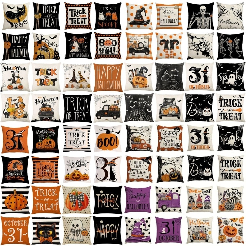 Halloween Minimalist Pumpkin Ghost Linen Pillow Covers for Couch Sofa Decor | Home Decor Pillows