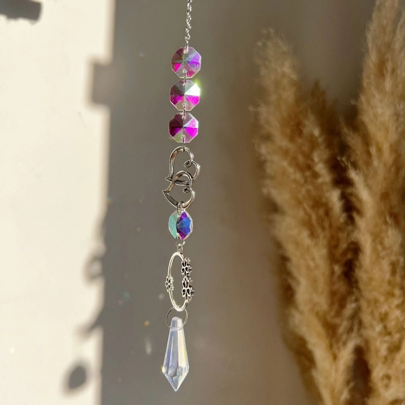 Sun Star Heart Crystal Suncatcher Wind Chime Wall Hanging | Home Decor Accessories