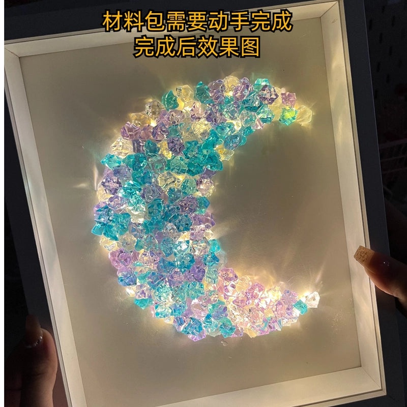 Moon Crystal Night Light with Butterfly Design Handmade DIY Birthday Gift|Home Decor Night Lights