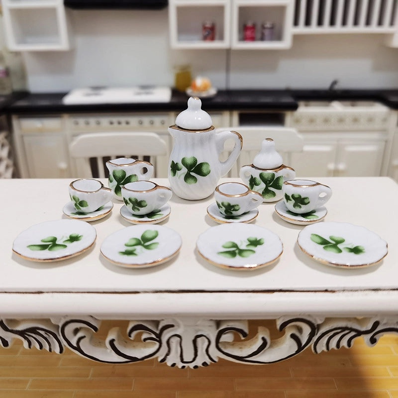 Miniature Ceramic Tea Set for Dollhouse|Dollhouse Accessories