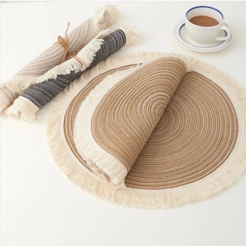 Cotton Yarn Placemat for Casual Vacation Dining, Solid Color, Single Piece|Home & Kitchen Table Linens