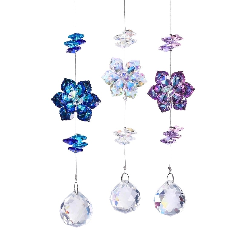 Minimalist Flower Crystal Suncatcher Wind Chime Wall Hanging Decor|Home Decor & Wall Art