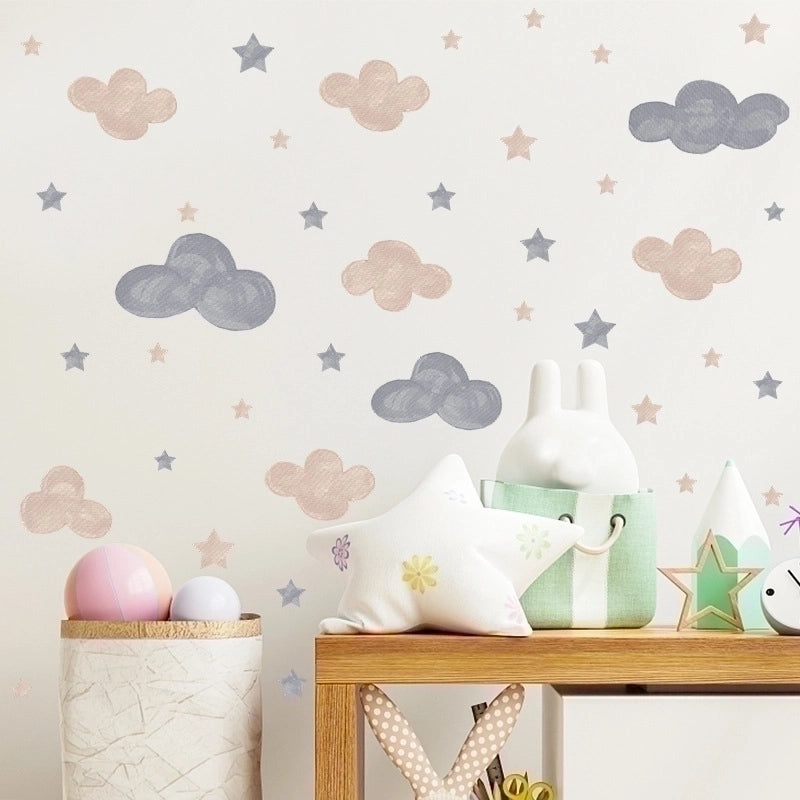 Whimsical Cloud and Star PVC Wall Decal for Kids Room|Home Decor Wall Stickers