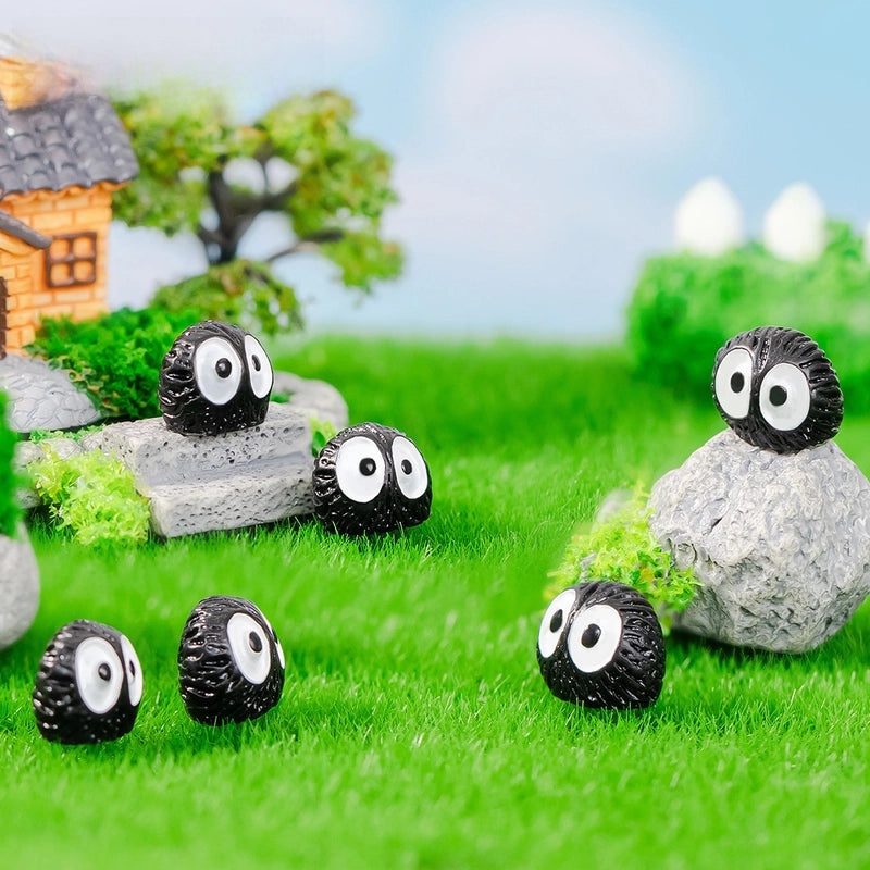 100 Pieces Mini Black Bristle Dust Elf for Micro Landscape Succulent DIY Decoration Accessories|Garden Decor