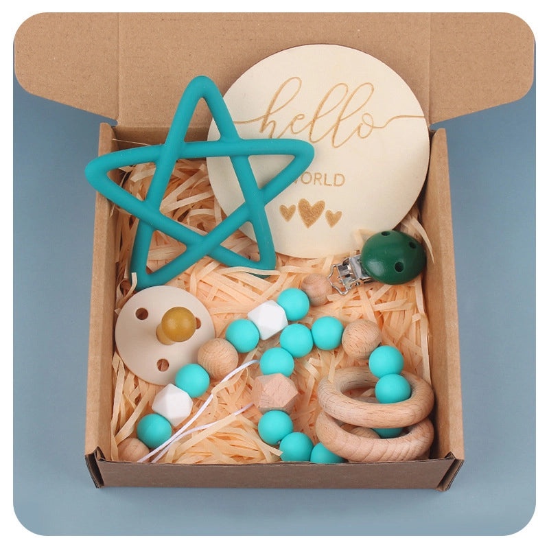 Adorable Pentagram Beech Wood Silicone Baby Teething Toy | Baby Teething Accessories