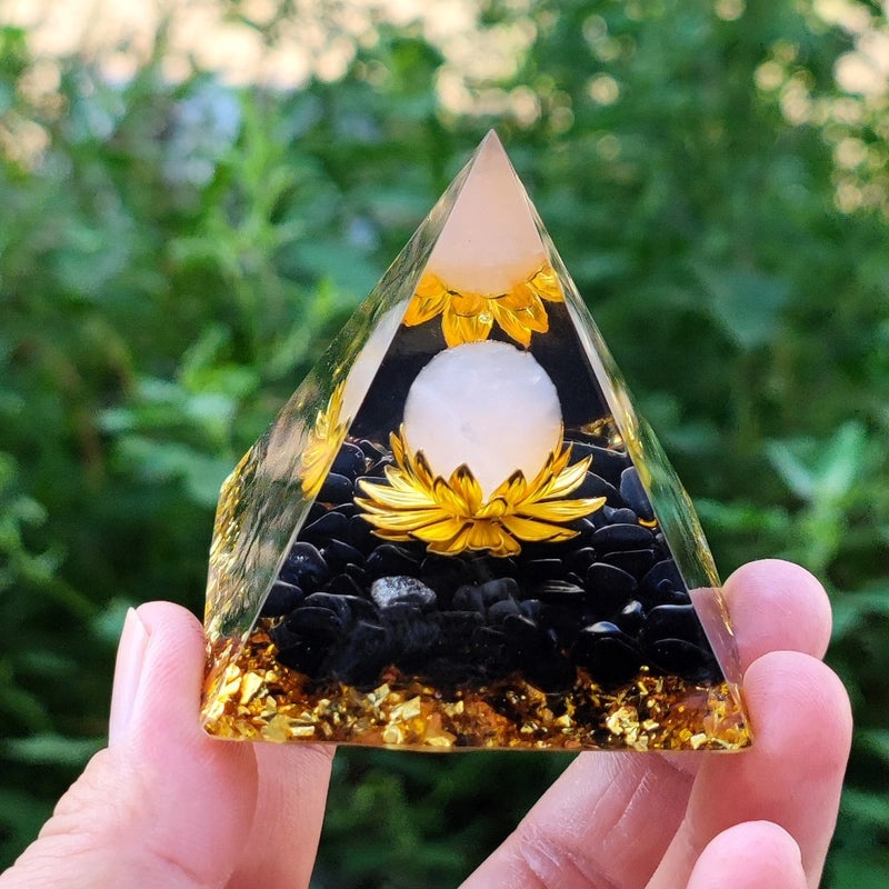 Pyramid Resin Crystal Ball with Decorative Pyramid Gravel | Home Decor & Accessories