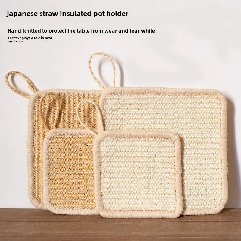 Japanese-style Natural Sisal Heat-resistant Pot Mat Thickened Anti-scalding Coaster for Kitchen Table | Kitchen Accessories