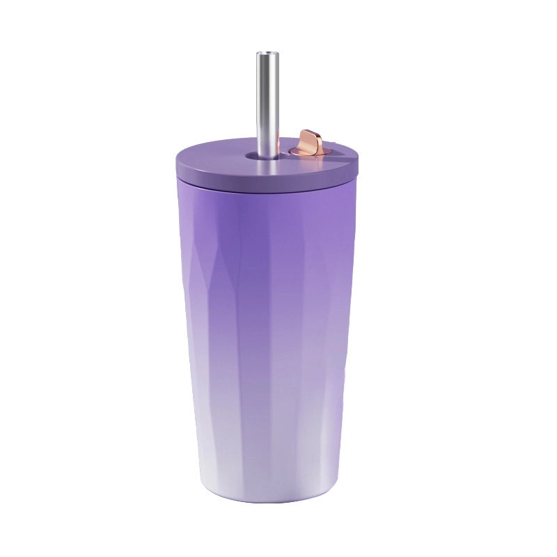 Trendy Portable Insulated Coffee Cup with Suction Straw, Perfect Gift for Cold Coffee Lovers|Drinkware & Accessories