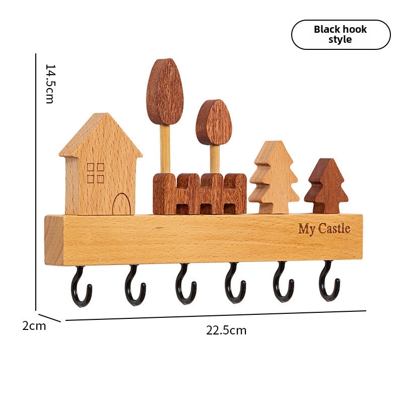 Nordic Solid Wood Wall-mounted Key Hook Punch-free Creative Storage Rack for Entrance|Home Organization