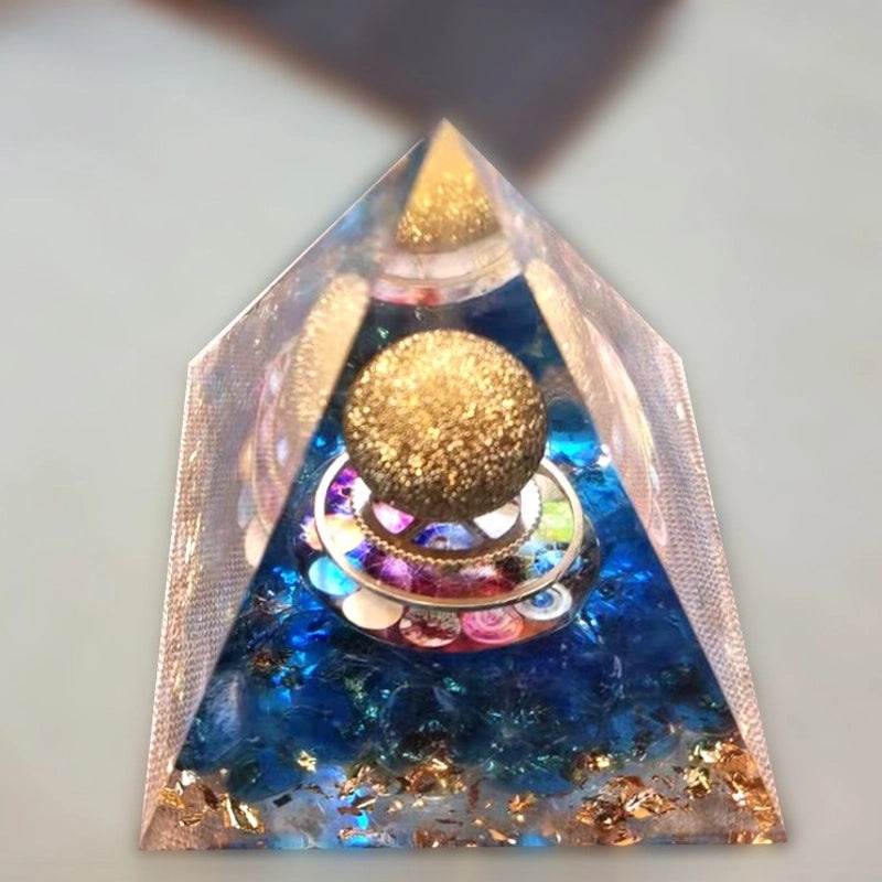 Set of 2 Chinoiserie Resin Crystal Pyramids Decorative Artificial Ornaments | Home Decor