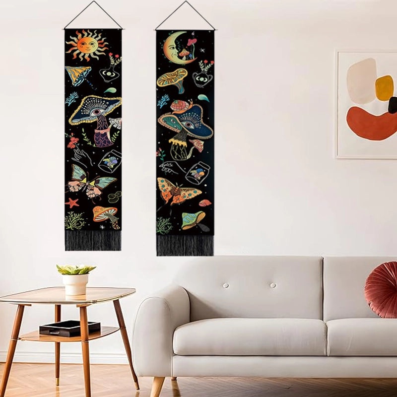 Bohemian Mushroom Tapestry Wall Art Cotton Linen Polyester Boho Decor|Home Decor