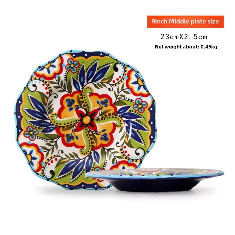 Creative Hand-painted Irregular Ceramic Plate Set | Home & Kitchen Tableware