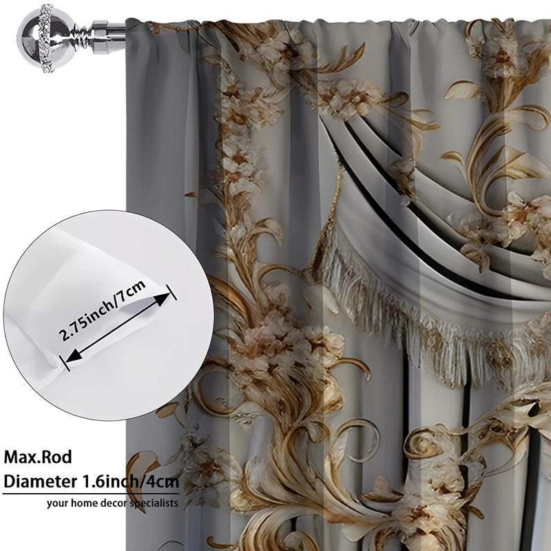 2pcs European Style 3D Digital Printed Curtains Set|Home Decor Curtains