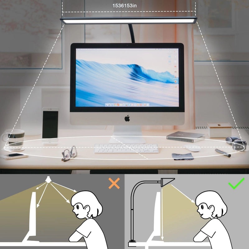 Adjustable Double-Headed LED Desk Lamp with Eye Protection Clip-On Light | Study Lamps