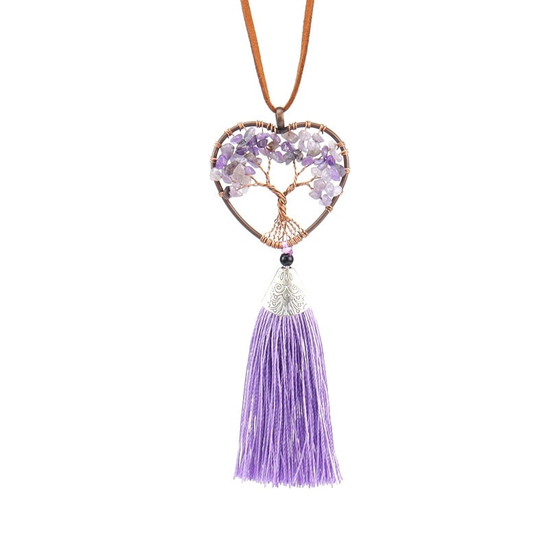 Ethnic Tree of Life Heart Agate Pendant Necklace | Jewelry & Accessories