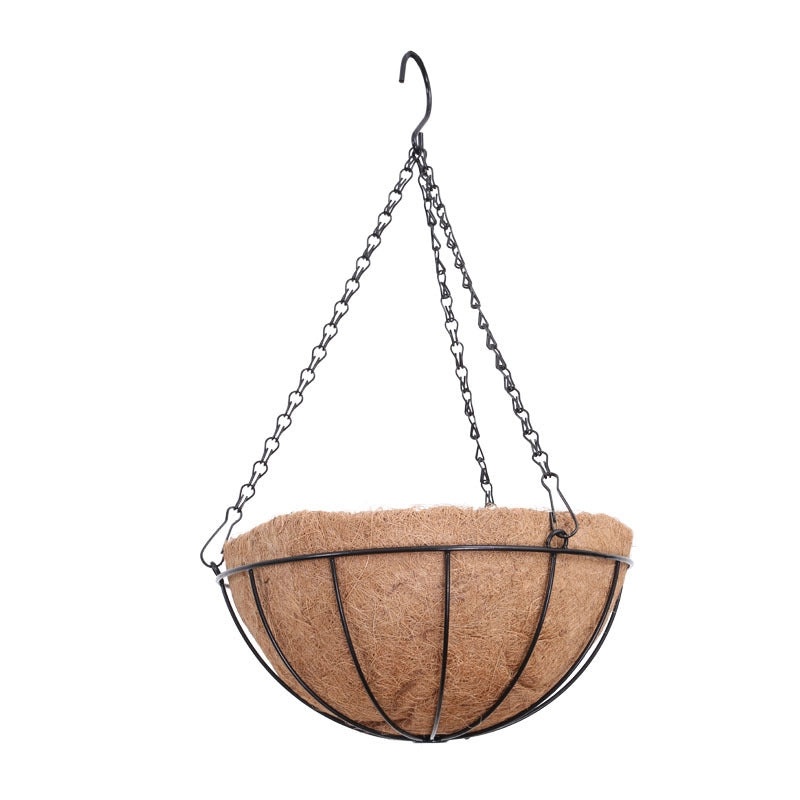 Round Iron Coconut Palm Hanging Flower Pot Basket | Gardening & Outdoor Planters