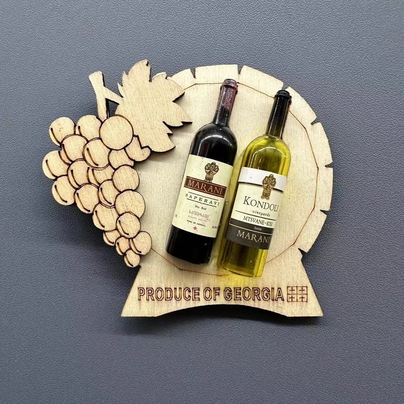 Cute 3D Red Wine Bottle Fruit Wooden Fridge Magnets for Kitchen Decoration|Home & Kitchen Accessories