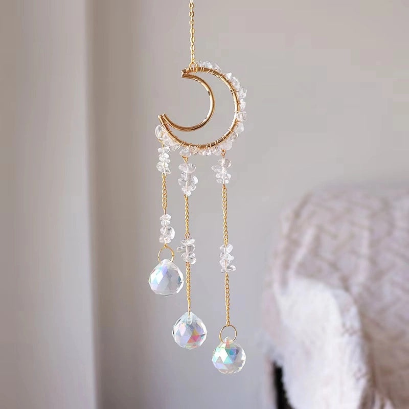 Elegant Moon Crystal Pendant Wall Art | Home Decor