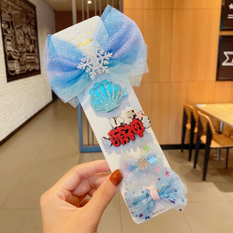 Children's Cartoon Bow Hairpin Set | Kids Hair Accessories