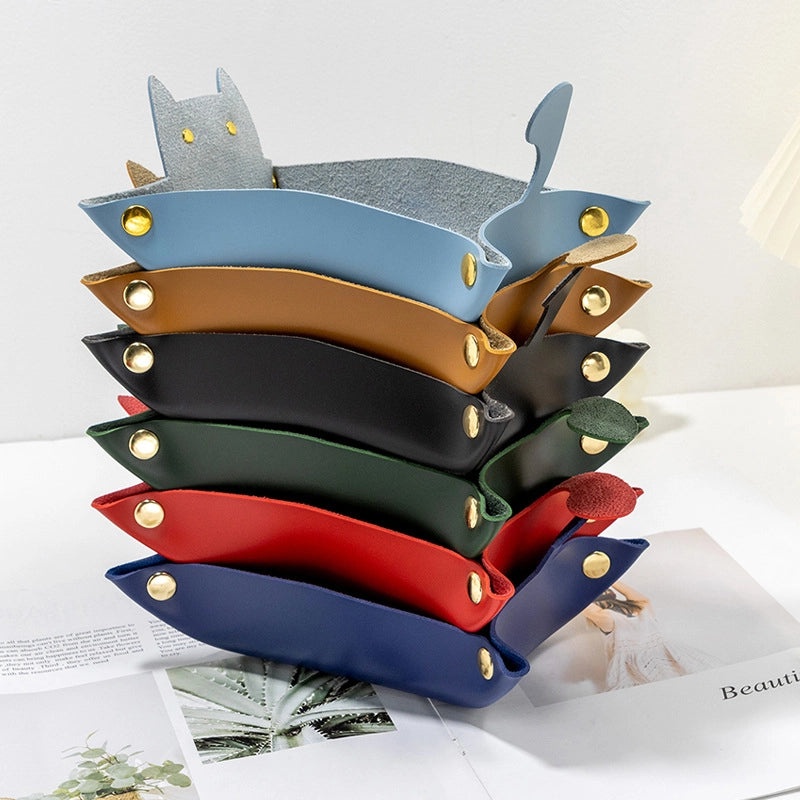 Stylish Solid Color PU Leather Key Holder Box with Secure Storage | Home & Living Accessories