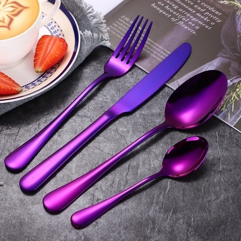 Stylish Solid Color Stainless Steel Cutlery Set 4 Pieces|Tableware & Dining Accessories