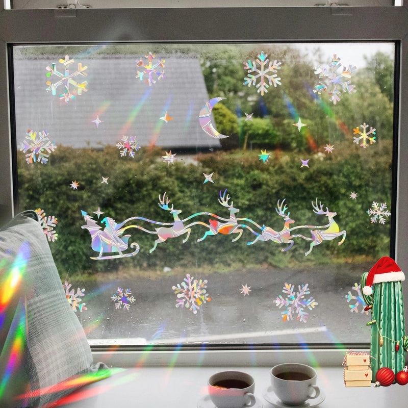 Christmas PVC Glass Window Decals Snowflake Tree Holiday Decor