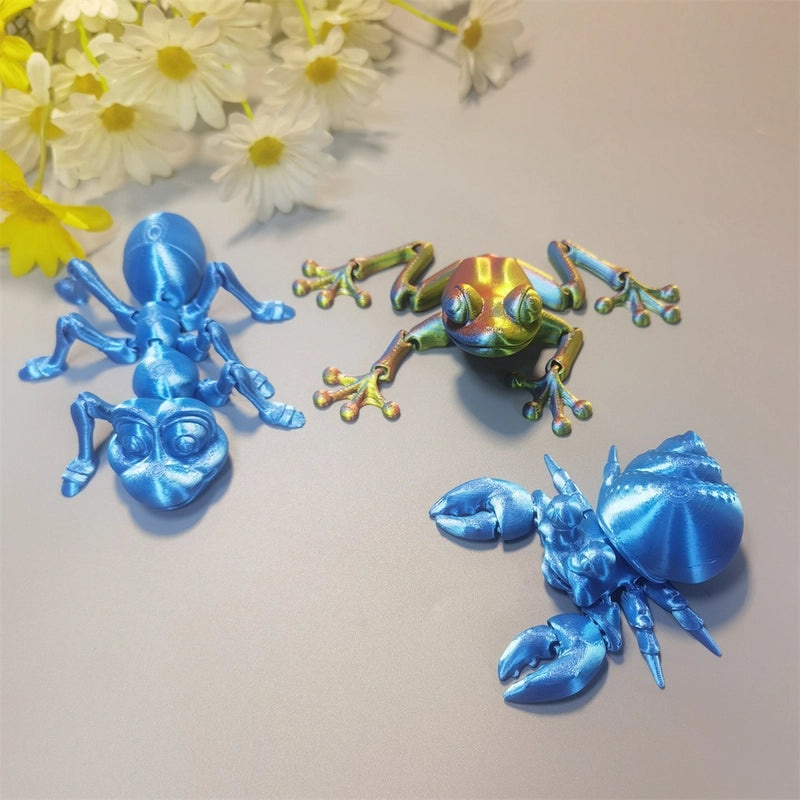 3D Printed Animal Figurines Toy Ant Frog Hermit Crab Decorative Dolls for Stall Display|Home Decor & Collectibles
