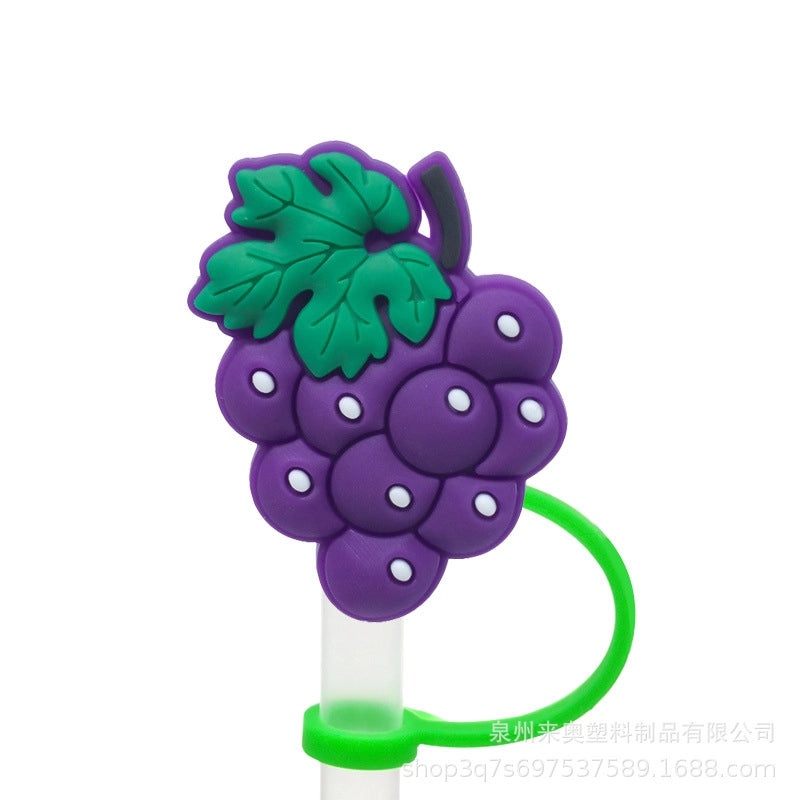 Cute Fruit Plant Silicone Straw Cap Dust Cover Personalized PVC Drink Straw Sleeve|Drinkware Accessories