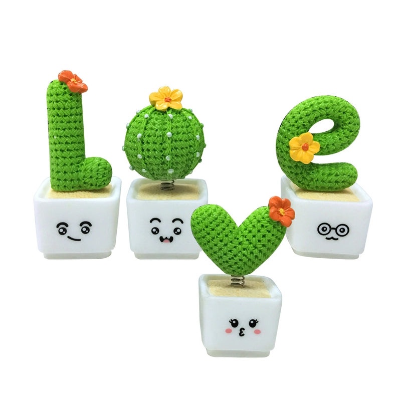 Valentine's Day Cactus Resin Ornament Mini Car Decoration Small Potted Plant Garden Decor|Home & Garden Decor