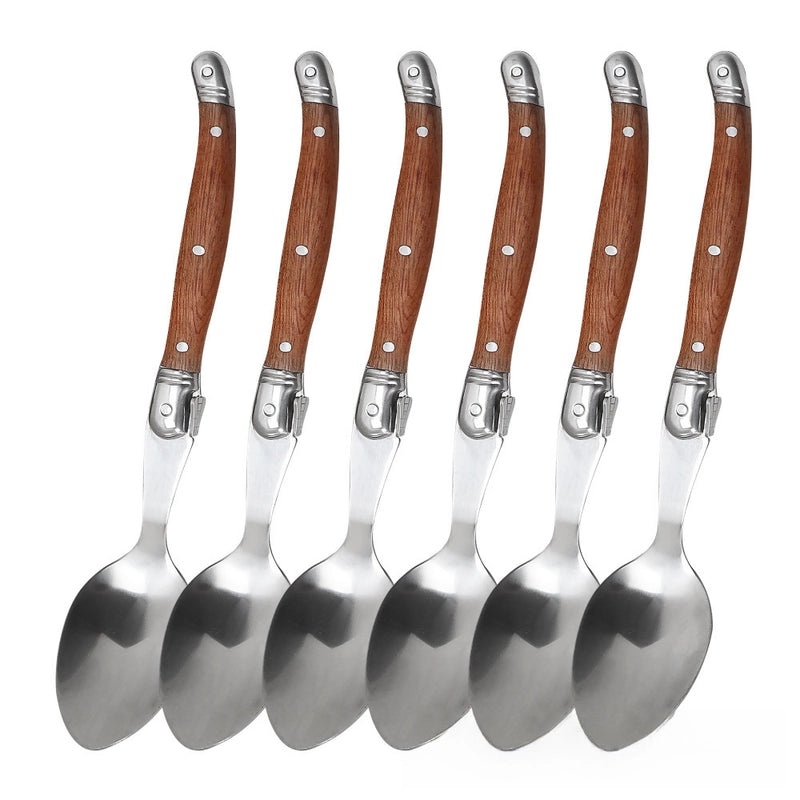 Pear Wooden Handle Stainless Steel Western Tableware Set|Kitchen & Dining