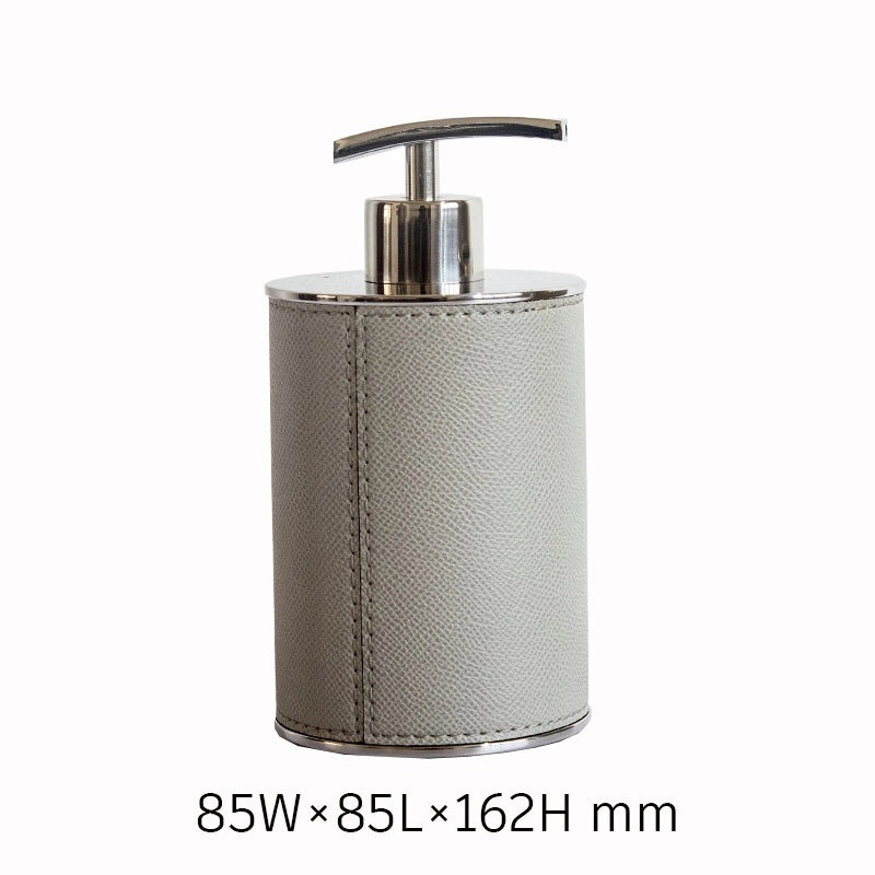 Modern European Soft Stainless Steel Leather Bathroom Set Soap Dispenser Toothbrush Holder 4-Piece Home Decor|Bathroom Accessories