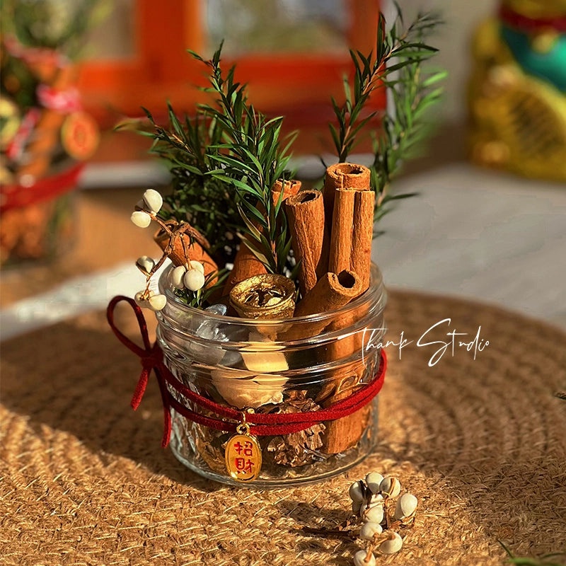 Minimalist Dried Flower Home Fragrance with Preserved Plants and Cinnamon Ornaments|Home Decor