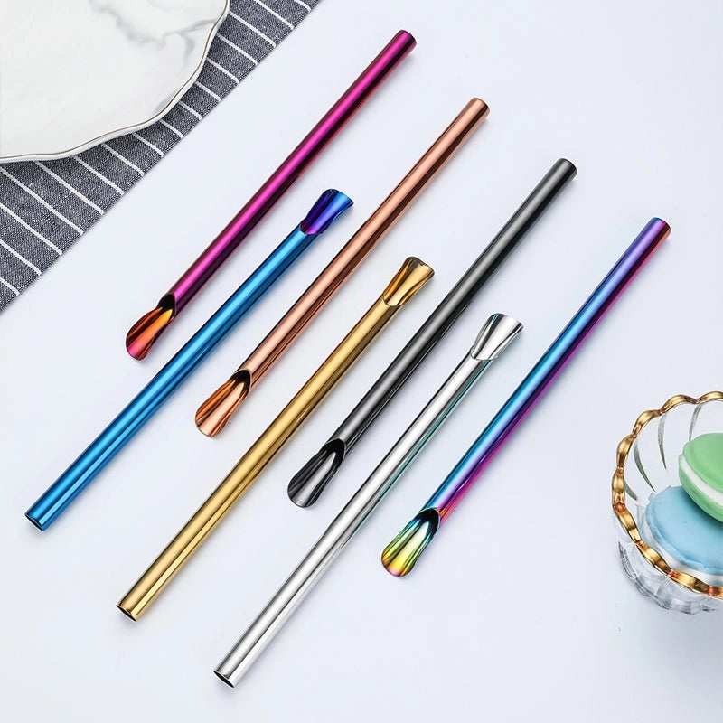 Sleek Solid Color Stainless Steel Drinking Straw - Eco-Friendly Reusable Straw for Daily Use|Kitchen & Dining Accessories