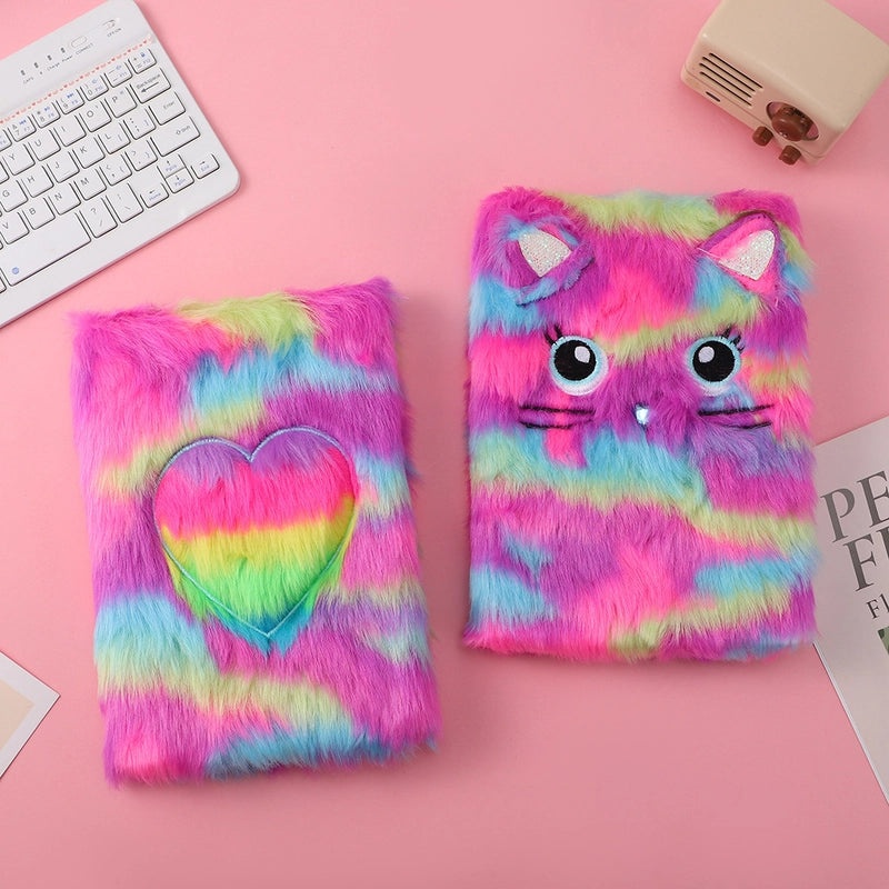 Red Heart Cat Plush Notebook Novelty Letter Design|Stationery & Notebooks