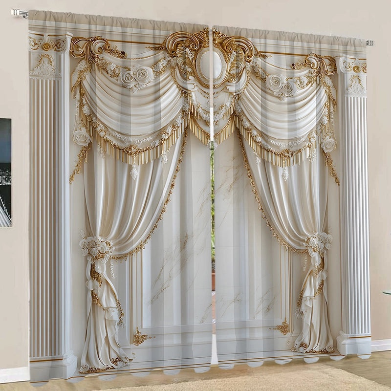 2pcs European Style 3D Digital Printed Curtains Set|Home Decor Curtains