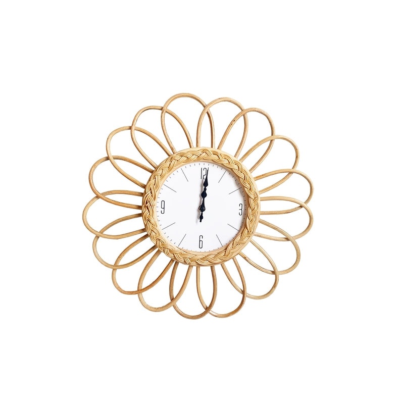 Nordic Minimalist Rattan Wall Clock | Home Decor