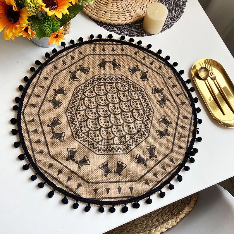 Elegant Christmas Floral Cotton Linen Placemat Single Piece|Home Decor & Tableware