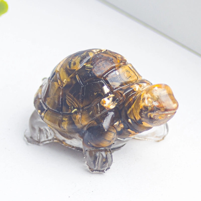 Minimalist Tortoise Figurine with Natural Crystal Accents|Home Decor