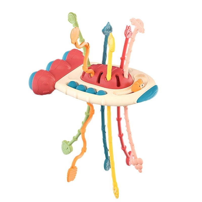 Baby Puzzle Early Learning Finger Flying Saucer Pull Rope Toy for Fine Motor Skill Development 3-6 Months|Baby Development Toys