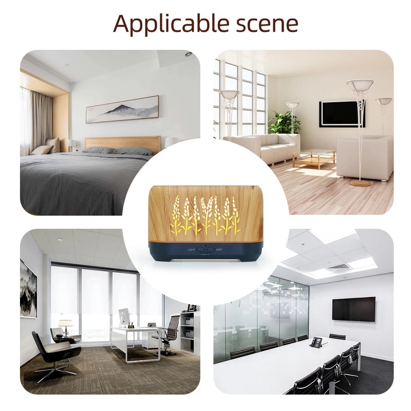 Wood Grain Wheat Ear WiFi Flame Humidifier Essential Oil Diffuser Aromatherapy Device|Home & Living Humidifiers