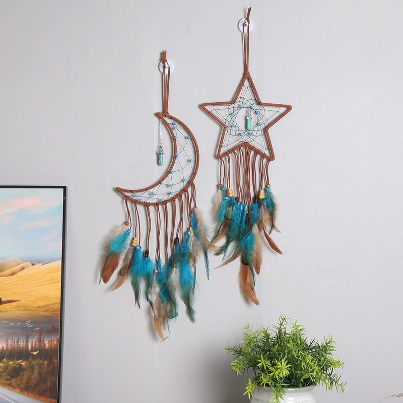 Minimalist Star Moon Feather Dreamcatcher Wall Hanging Decor|Home Decor & Wall Art