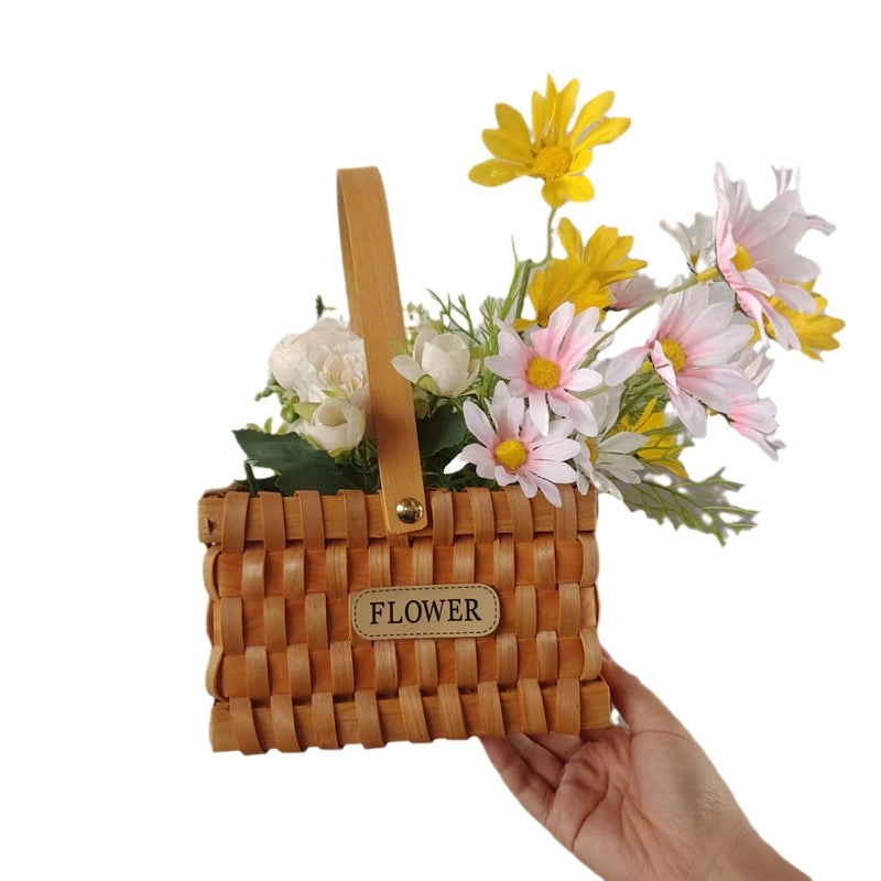 Rustic Wooden Storage Basket with Bow Knot Accent | Home Storage & Organization