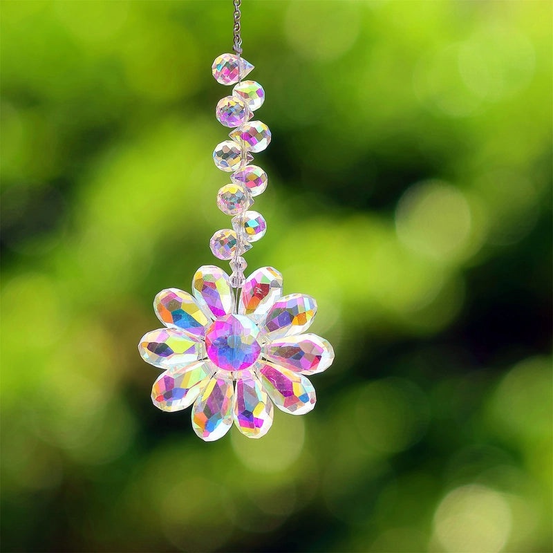 Elegant K9 Crystal Flower Suncatcher Wind Chime for Wall Decor | Home Decor & Accessories