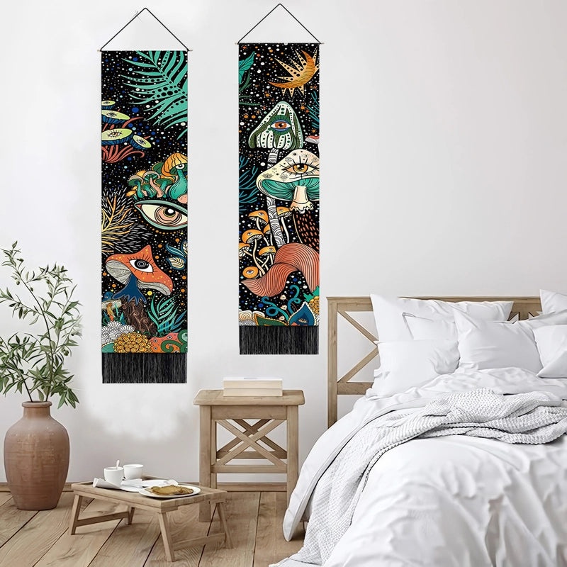 Bohemian Mushroom Tapestry Wall Art Cotton Linen Polyester Boho Decor|Home Decor