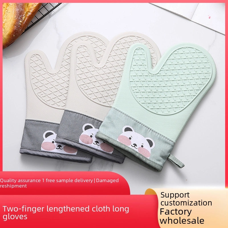 Heat Resistant Silicone Oven Gloves Non-slip Thickened Baking Kitchen Microwave Gloves|Kitchen Accessories