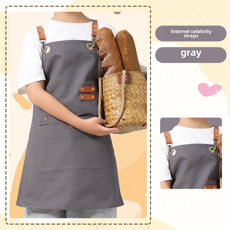 Waterproof Oil-proof Canvas Apron Stain-resistant Custom Kitchen Catering Studio Workwear|Kitchen Aprons & Protective Wear