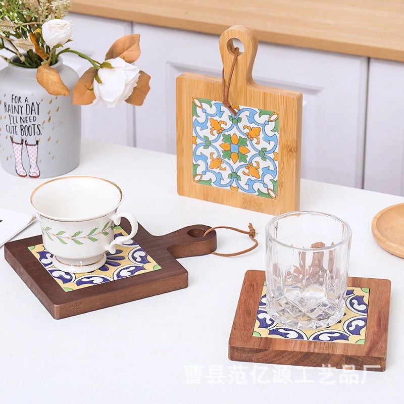 Stylish Geometric Wooden Placemat Single Piece|Home & Kitchen Accessories