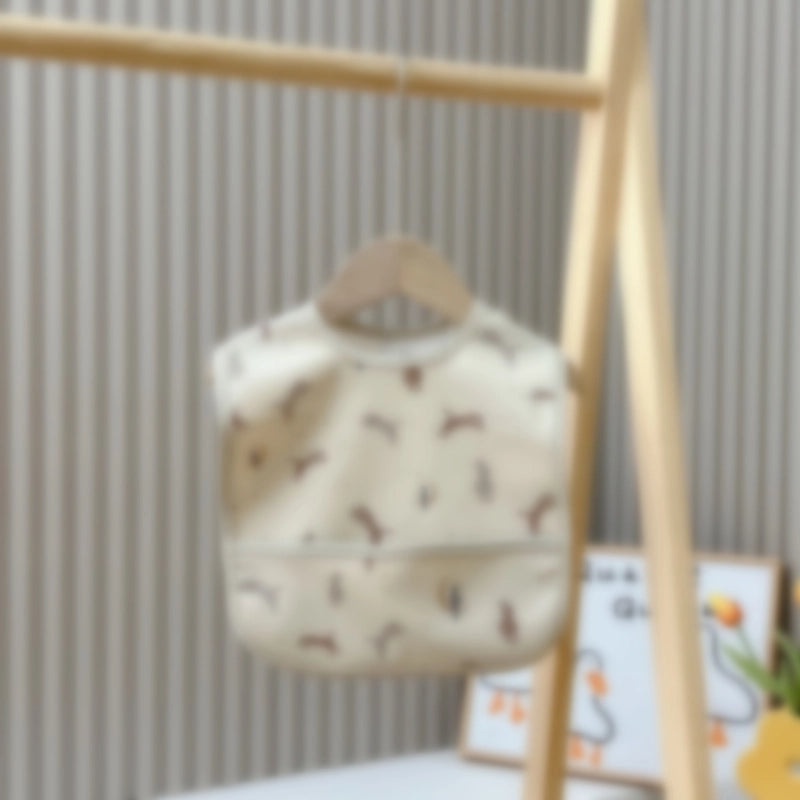 Waterproof Baby Bib with Cartoon Print Sleeveless PU Spit Bag Soft Infant Feeding Accessory|Baby Accessories
