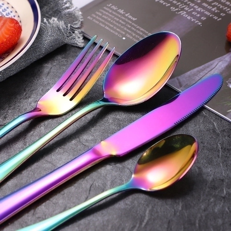 Stylish Solid Color Stainless Steel Cutlery Set 4 Pieces|Tableware & Dining Accessories