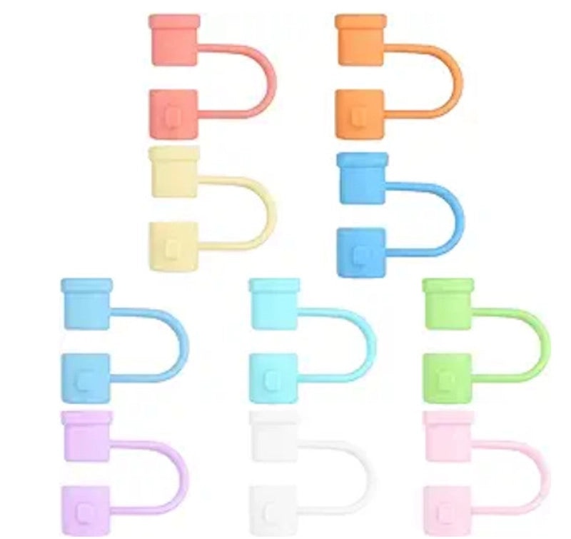 Silicone Straw Cap for Casual Use, Solid Color Decorative Cover | Drink Accessories